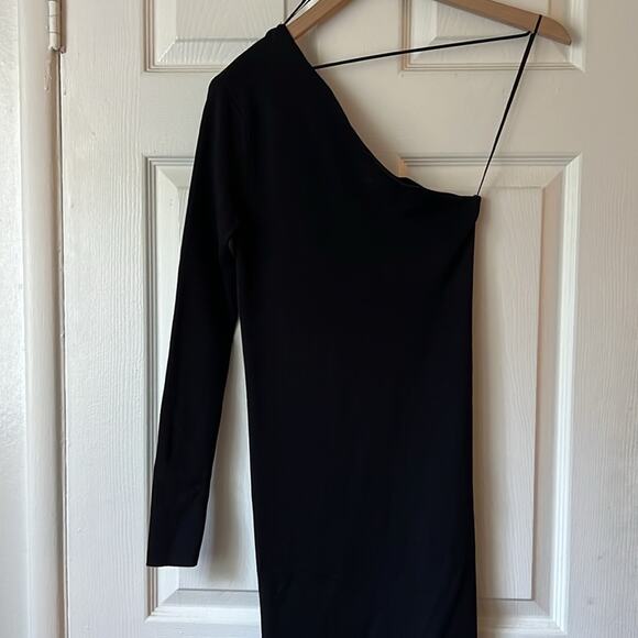 Zara Asymmetric Knit Dress Black size medium - Picture 3 of 7
